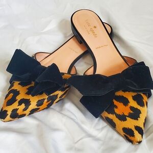 Kate Spade Leopard Print Women's Shoes with Black Bow size 8